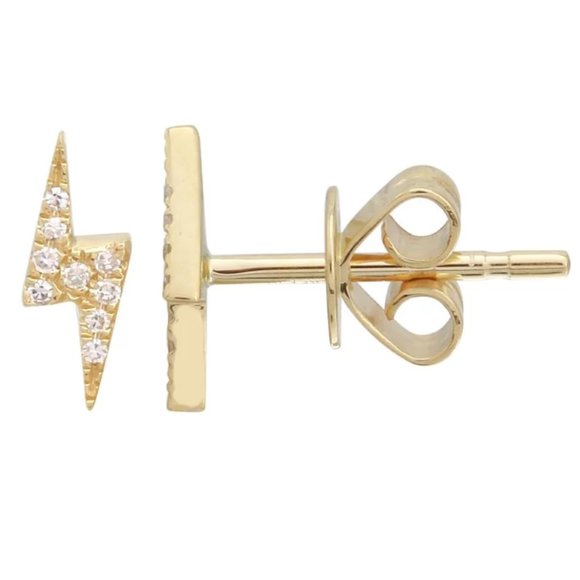 14k Yellow Gold Lightning Bolt Diamond Earrings